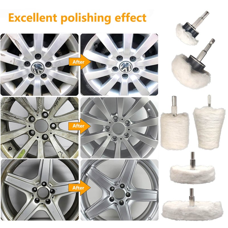 Tworider 6 pcs Buffing Wheel for Drill,Buffing Pad Polishing Wheel Kits,Wheel Shaped Polishing Tool for Metal Aluminum,Stainless Steel,Chrome,Jewelry,Wood,Plastic,Ceramic,Glass,etc - Image 3